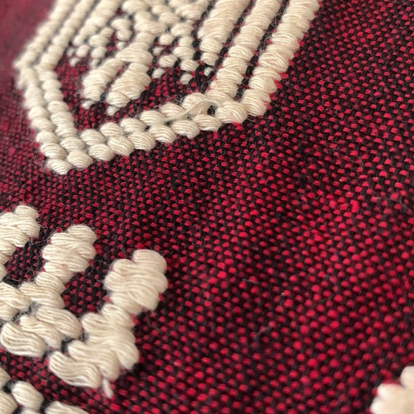 Burgundy embroidered mandarin collar sleeveless button down Ethnic shirt Top S - Picture 6 of 11
